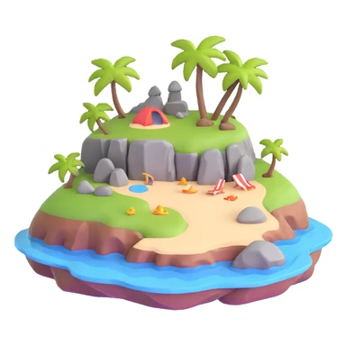 tiny island with beach and rocks sticker