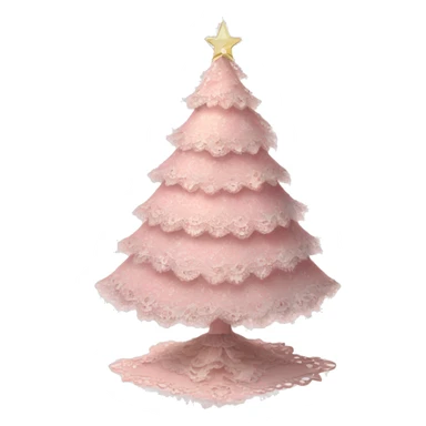 vintage rococo light pink christmas tree with lace and frills sticker