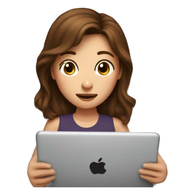 Girl with brown hair watching iPad in bed sticker
