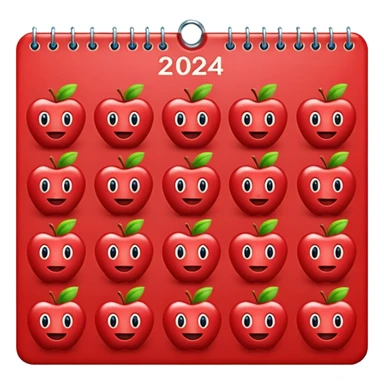 apple emoji style calendar showing only 2024 in big numbers, no month or day sticker