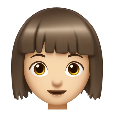Brown hair girl with a fringe with long eyelashes with a white background ￼ sticker