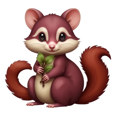 Dark Brownish red soft natural realistic romantic vintage antique divine beautiful elegant pretty precious cute young youthful  Fakémon-Pokémon-alien-Furret-opossum-feline-Squirrel-hybrid-creature (full body) sticker