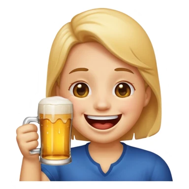 it should be a laughing emoji like a round face pointing forward and crying with laughter with a glass of beer in his other hand  sticker