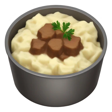 bowl of mashed potatoes beef stew sticker