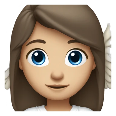 Caucasian brunette angel with long hair, dimples, big blue eyes, halo and wings sticker