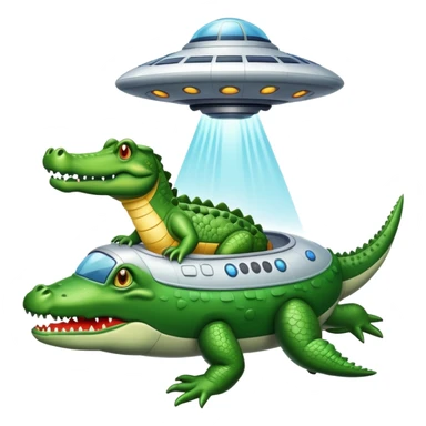 crocodile in a UFO spaceship sticker
