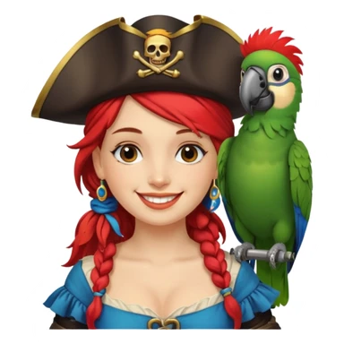 pirate wench with parrot on her shoulder sticker