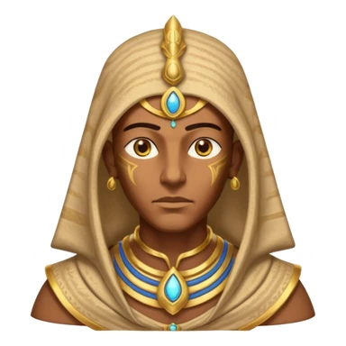 ancient pharaoh sand mage portrait, head and shoulders only, Egyptian-inspired hood collar, gold ornaments, mystical sand swirl, glowing eyes, 3D cartoon, mobile game icon style, clean background, no text, no watermark
 sticker