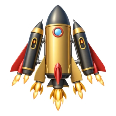 gold wide jetpack with rocket projectiles on both sides, back view, no fire, with shiny highlights sticker