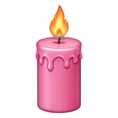Draw a pink candle with a flame on it at an angle of 15 degrees from the horizontal. sticker