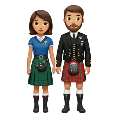 scottish man with stubble in kilt with brunette wife sticker