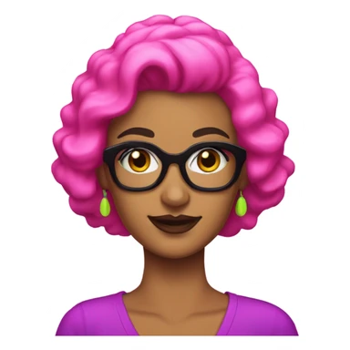 Tanned woman with black hair dressed in 1980s neon hair, makeup, and attire  sticker