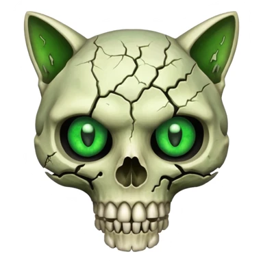 Zombie cat skull with green eyes sticker