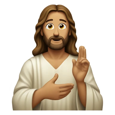 jesus listening with hand cupping ear sticker