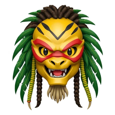 smiling predator from movie predator with rasta sticker