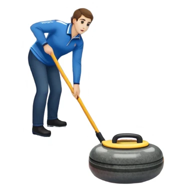 An icon showing a close-up of a curling stone sliding across the ice with a broom beside it. The scene is set in a brightly lit stadium, with detailed spectator stands in the background. Transparent background highlights the focus, skill, and atmosphere of the curling sport. sticker