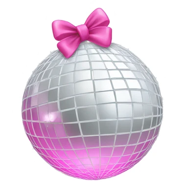 white disco ball with a pink bow on the top side  sticker