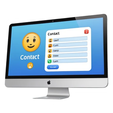 computer screen with a contact card, CRM theme sticker
