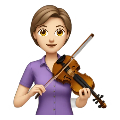 White female teacher brown hair purple shirt gardener violinist  sticker
