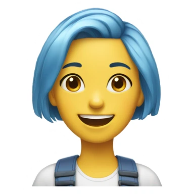 yellow Disney Pixar joy emoji face girl with short blue pixie haircut sticker