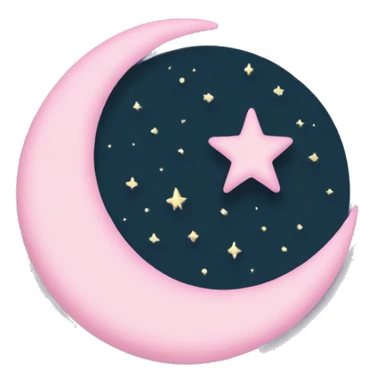 Light pink crescent with light pink moon and star  sticker