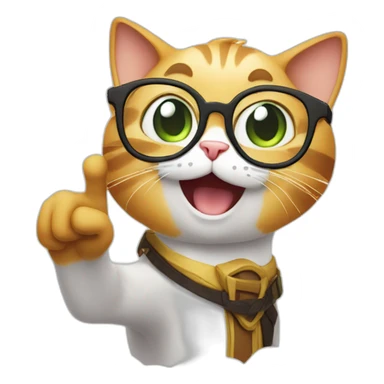 nerd cat pointing his finger towards the sky sticker