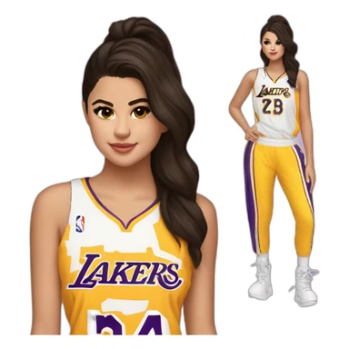 selena gomez wearing yellow lakers jersey sticker