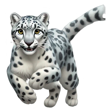 Female Snow leopard running in forest sticker