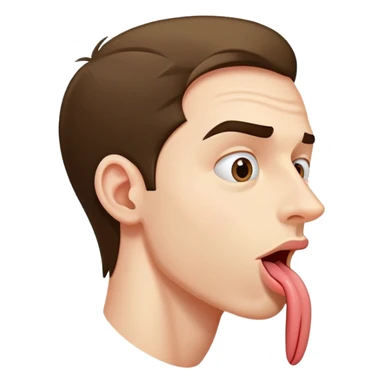 clear side profile of a man sticking his tongue out, complete side view showing the side of face sticker
