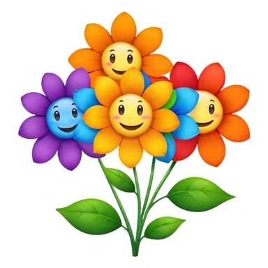 Happy flower with rainbow coloured petals ( one red, one orange, one yellow, one green, one blue and one purple) sticker