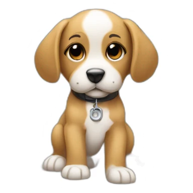 puppy that sits in front of laptop and codes a program sticker