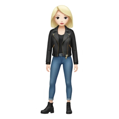 Women in leather jocket, full body, different color sticker