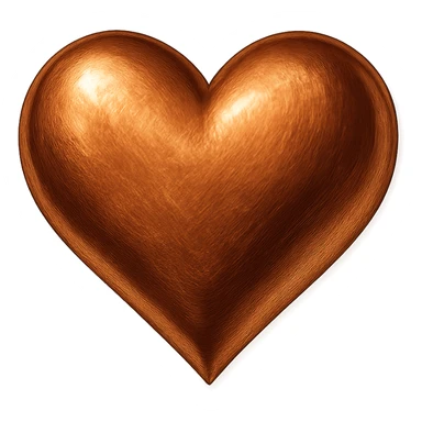 heart with a metallic copper finish, clean digital illustration sticker