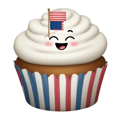 Happy cupcake with an American flag sticker