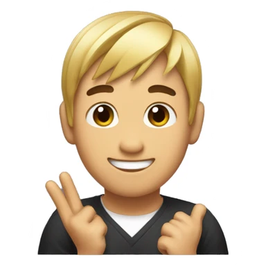 My hairstyle has bangs and ponytailse's Asian
He's smiling and making a good gesture with his thumb sticker