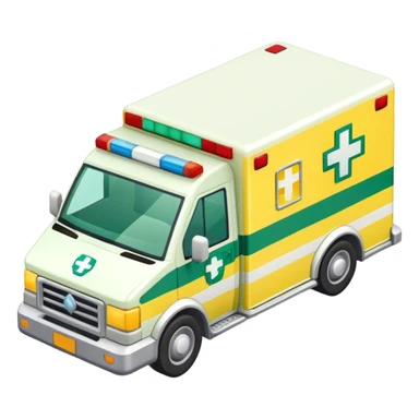 isometric yellow and green check ambulance  sticker