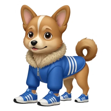 Dog with Adidas shoes sticker