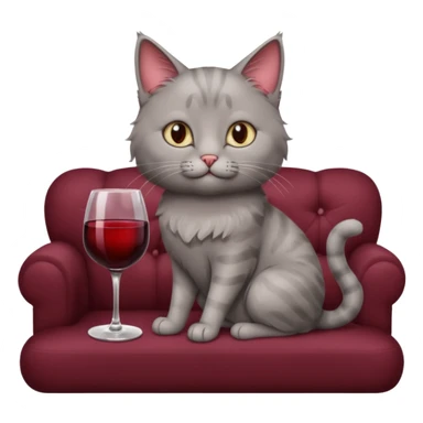 gray Cat On A Couch With Wine sticker
