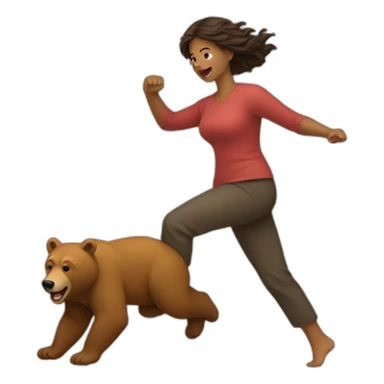 Woman kicking a bear sticker