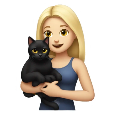 blonde girl  holding a overweight black cat sticker