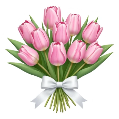 Pastel pink tulip bouquet with bow sticker