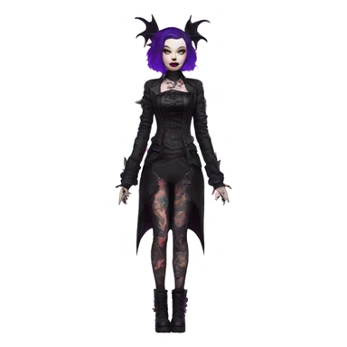 Quirky goth people Afflecks Palace unique attire with dragon bat wings and tattoos neon sticker