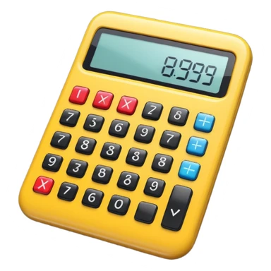 3D iPhone style emoji of a calculator with numbers on display, symbolizing calculation, vibrant colors, isolated on white background, soft shadows, high detail, playful and cute. sticker