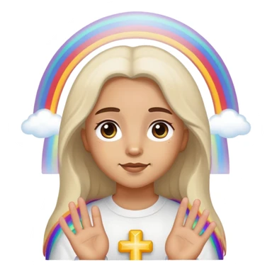 girl jesus rainbows mini aussie sticker