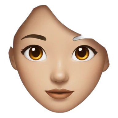 beautiful Asian woman with long brown hair brown almond-shaped eyes, with cat eye makeup and orange usb key on necklace sticker