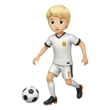 Un chico rubio con equipación de fútbol y un balón en los pies  sticker