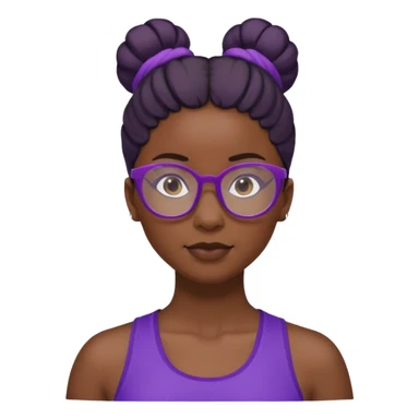 Female Athlete with Glasses – Dark-skinned woman, bun hairstyle, purple sports top.


 sticker