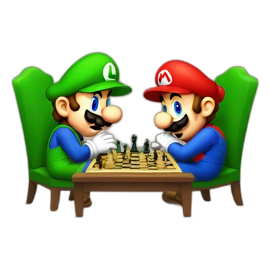 mario and luigi playing chess sticker