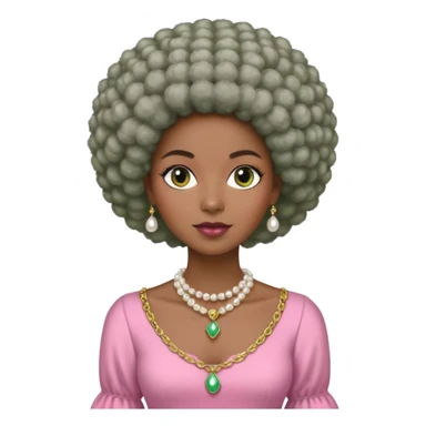 Brown woman with a very very stylish gray Afro  wearing pink and green dress  and pearl blouse with sleeves sticker