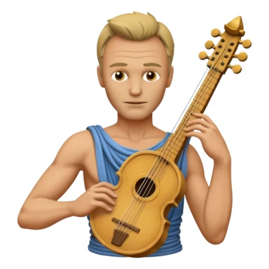Cinematic realistic ultra HD - musician Sting as the torso of an antique stone sculpture, playing the lyre sticker